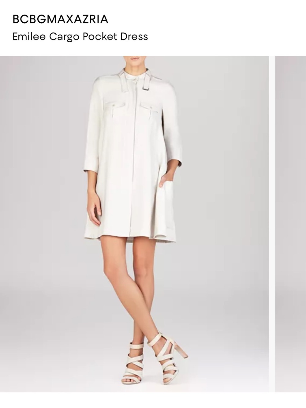 BCBGMaxAzria Cream Emilee Cargo Pocket Dress